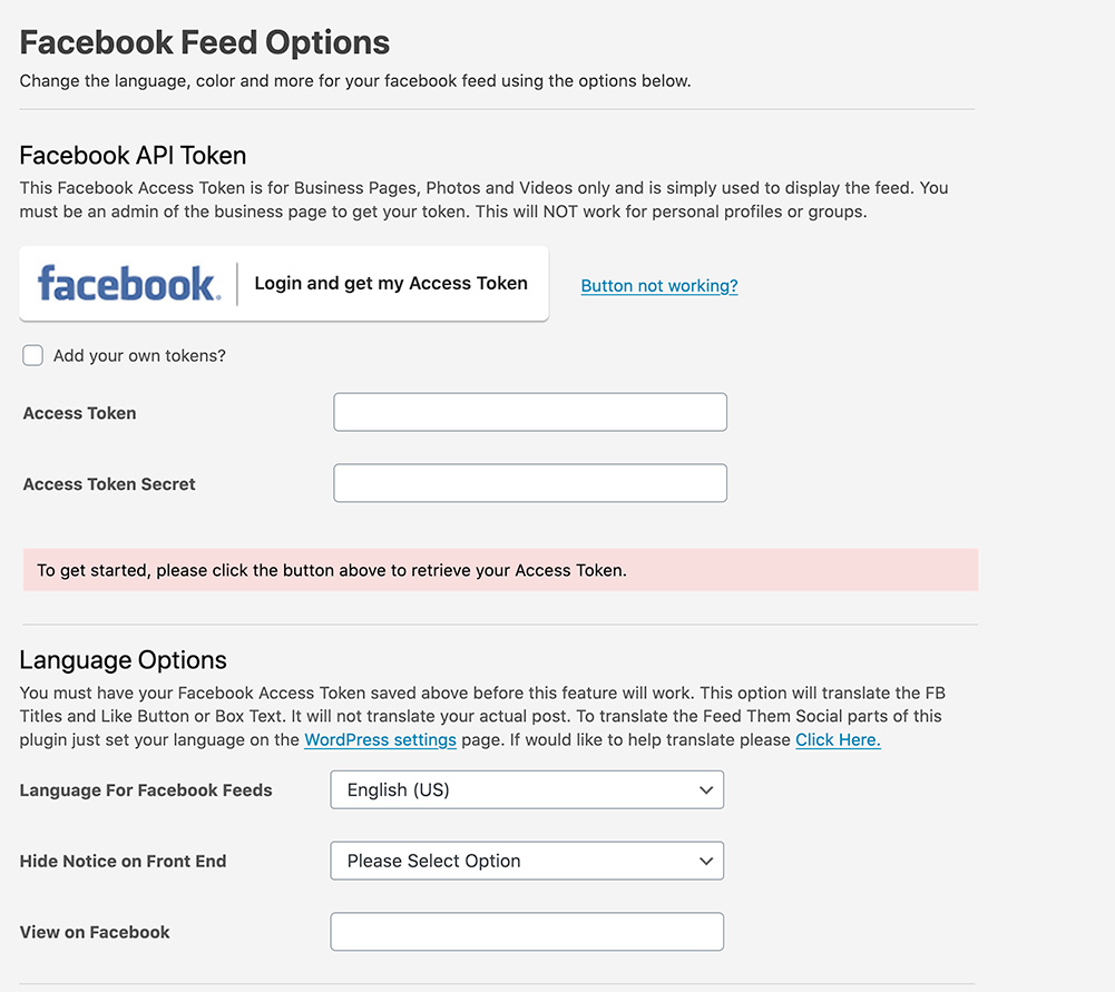 Facebook Feed Options